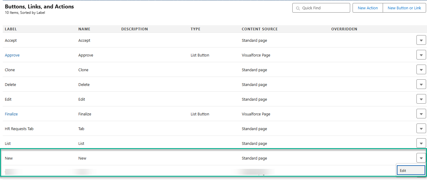 HR request override new button